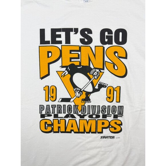 Vintage Starter Pittsburgh Penguins 1991 Single Stitch Deadstock Size L Mens Whi - Picture 5 of 11